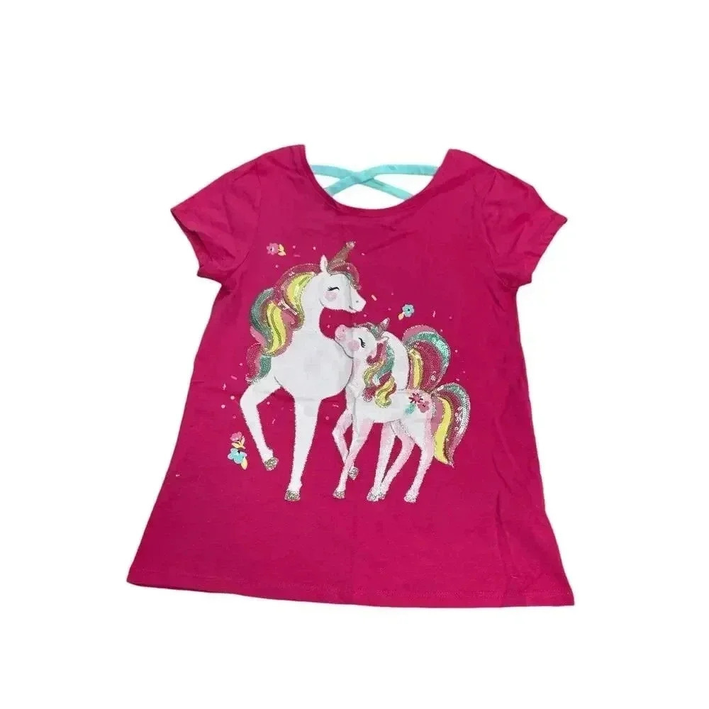Cynthia Rowley Girls Unicorn Graphic Tee Pink Size 10-12 Casual Top